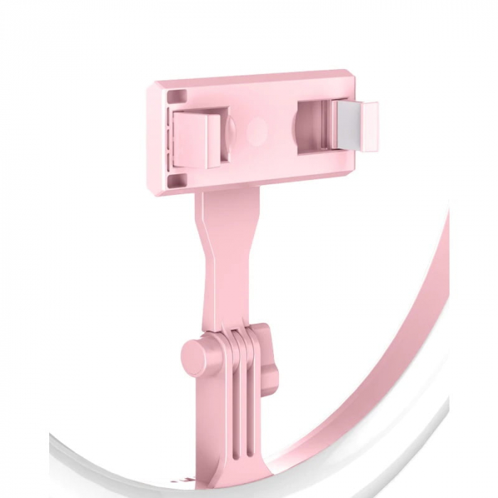 Lampa roz circulara Ring Light Selfie SmartGSM® cu suport de telefon si trepied reglabil pe inaltime 52-170 cm, 144 Leduri, Diametru 29 cm [5]