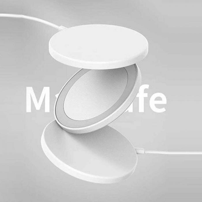 Resigilat - Cablu magnetic wireless SmartGSM®, Magsafe pentru Apple iPhone 12/12 Pro/12 Pro Max/12 Mini, 1m, Alb [2]