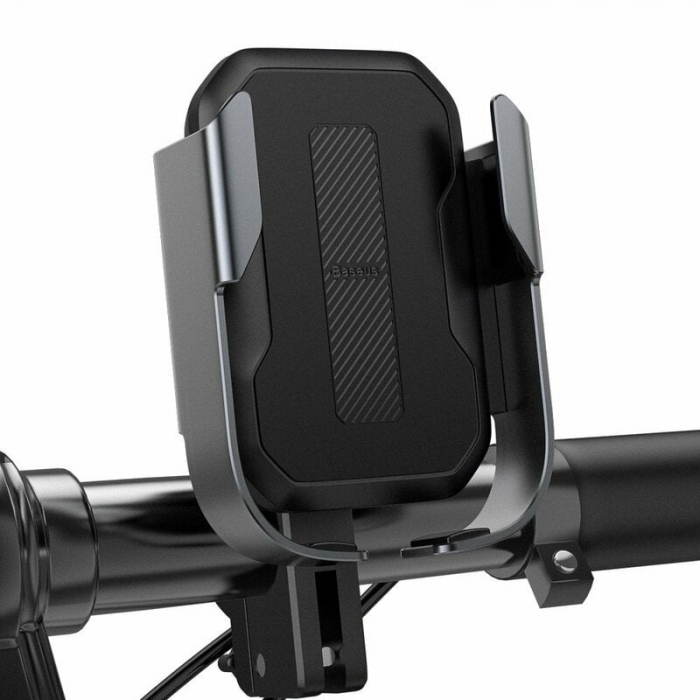 Suport bicicleta Baseus pentru telefon cu prindere pe ghidon / oglinda, Metal Armor, Negru, Blister [3]