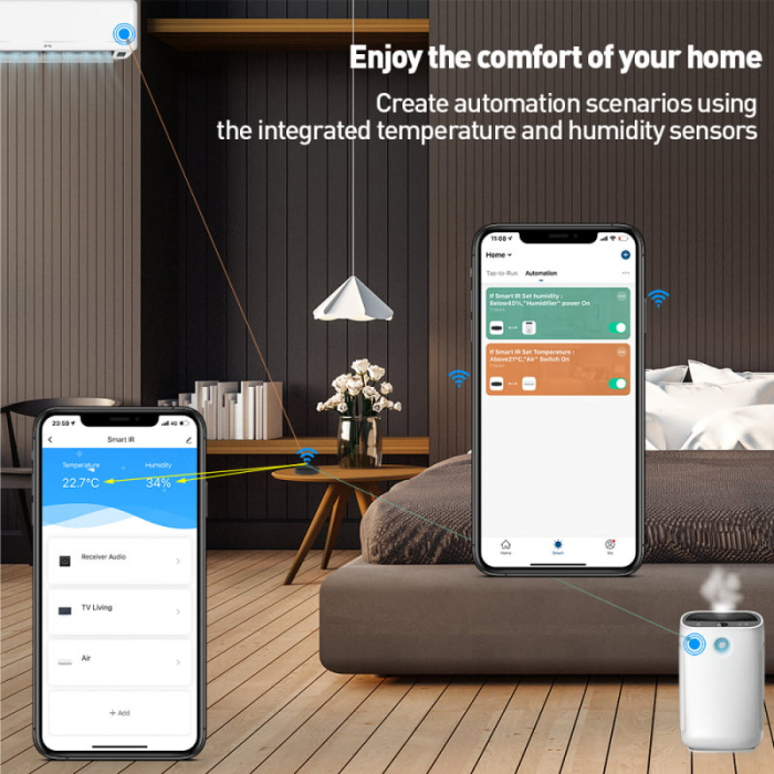 Telecomanda Hub Tellur Smart Home, WiFi, IR, Senzor Umiditate si Temperatura, Negru [3]
