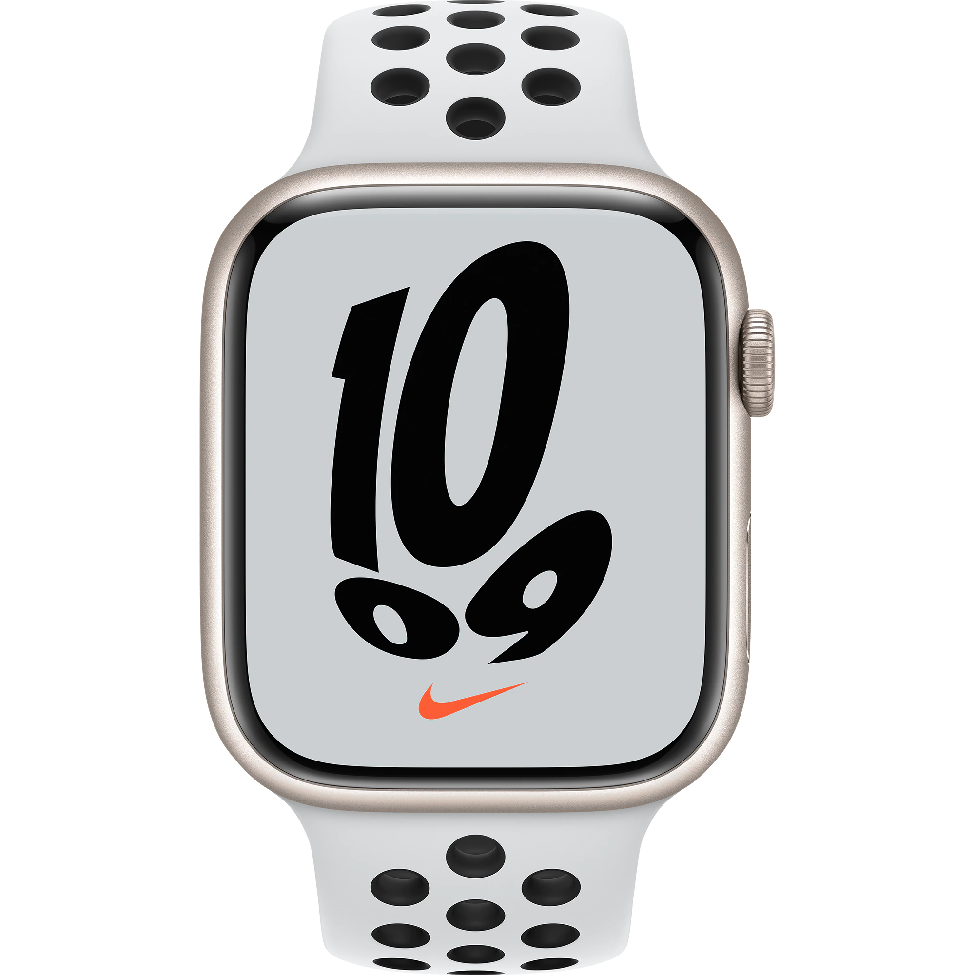 Apple Watch 7 NIKE Starlight, GPS, Carcasa Aluminium 45mm, Pure Platinum Black Nike Sport Band [2]