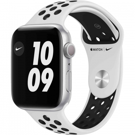 Apple Watch Nike 6, 44mm, GPS, Carcasa Silver Aluminium, Pure Platinum/Black Nike Sport Band [1]