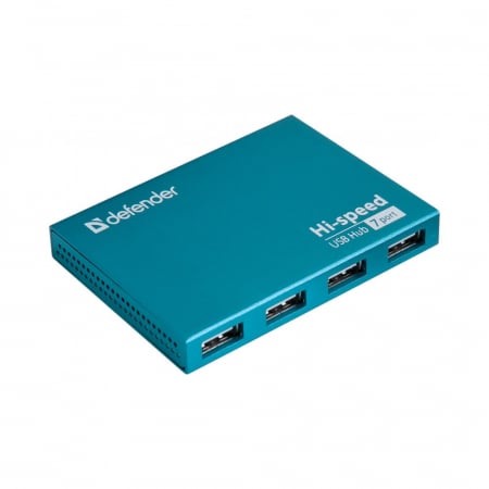 Hub USB 2.0 Defender Septima Slim cu 7 Porturi, Albastru [0]