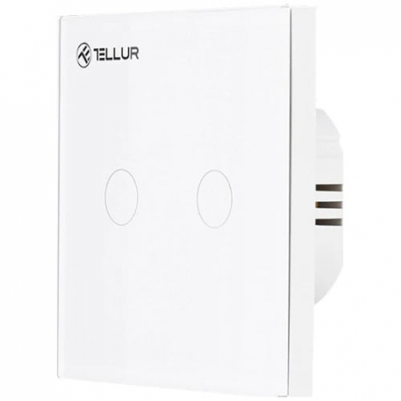 Intrerupator dublu Smart Switch Tellur, WiFi, Touchscreen, 1800W, 10A, Alb [3]