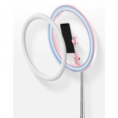Lampa roz circulara Ring Light Selfie SmartGSM® cu suport de telefon si trepied reglabil pe inaltime 52-170 cm, 144 Leduri, Diametru 29 cm [3]