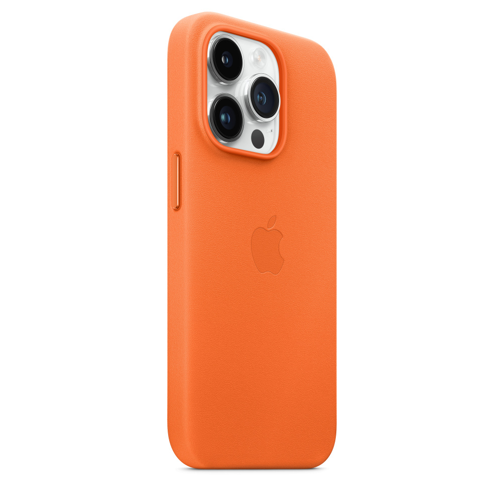 Identify Individuality Initially Apple iPhone 14 Pro Leather Case with MagSafe - Orange