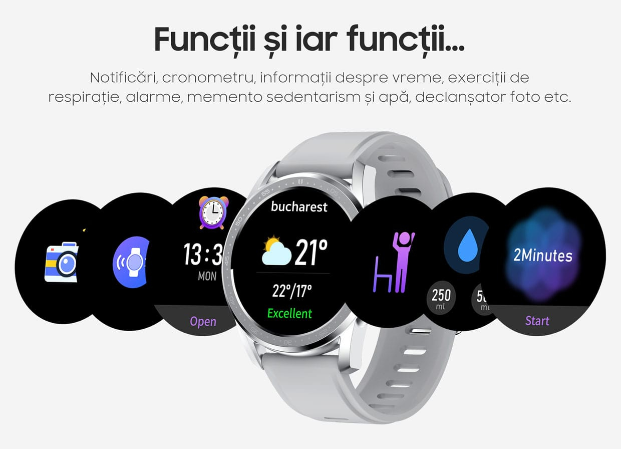 Smartwatch iHunt Watch 3 Titan, Silver si Black