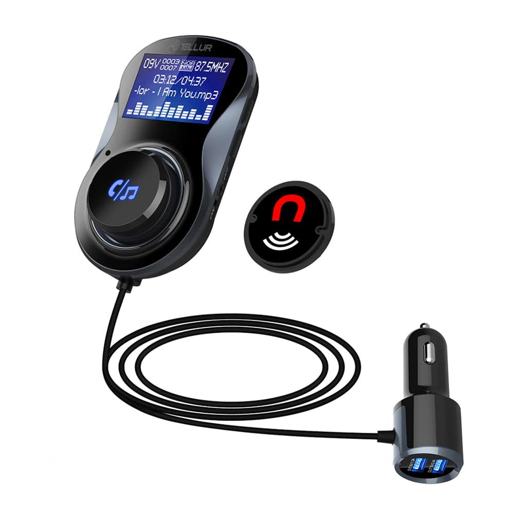 Modulator FM Tellur FMT-B4, Bluetooth, MicroSD, USB QuickCharge 3.0, Negru, TLL622031
