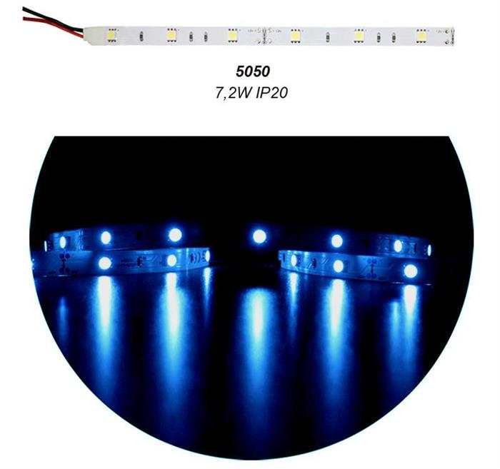 Banda LED 7.2W/m 12V IP20 lumina albastra Lumen Adeleq 05-080/albastru [1]