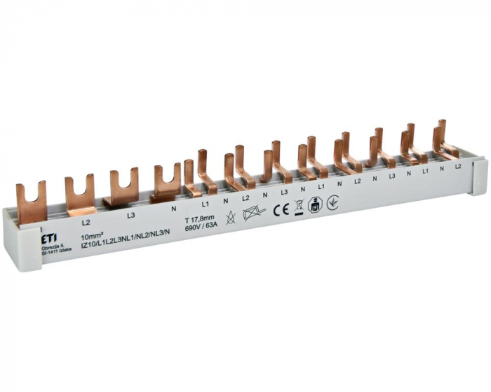 Bareta de alimentare 1P+N/4P busbar furca/pin 12M 63A ETI 002921276 [1]