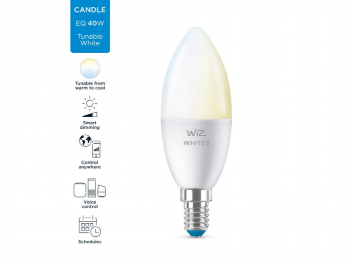 Bec led WiZ Wi-Fi Bluetooth 4.9W E14 2700-6500K 470lm Philips 8718699787073 [1]