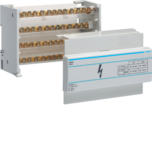Bloc distributie repartitor 4P 125A 1x35+10x16 Hager KJ01C [1]