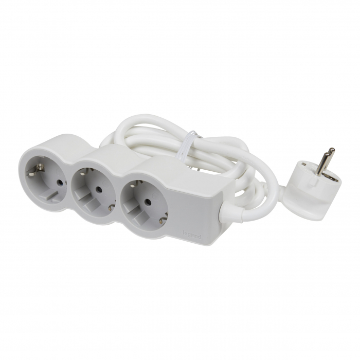 Bloc multipriza mobil 3x2P+T cablu 1,5m alb-gri Legrand 694549 [1]