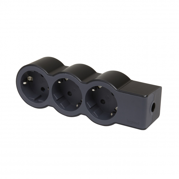 Bloc multipriza mobil 3x2P+T fara cablu negru Legrand 694574 [1]