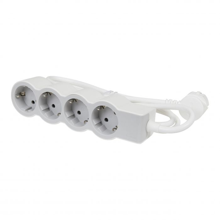 Bloc multipriza mobil 4x2P+T cablu 3m alb-gri Legrand 694561 [1]