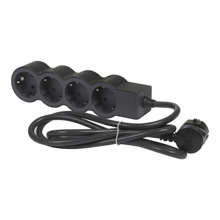 Bloc multipriza mobil 4x2P+T cablu 3m negru Legrand 694562 [1]