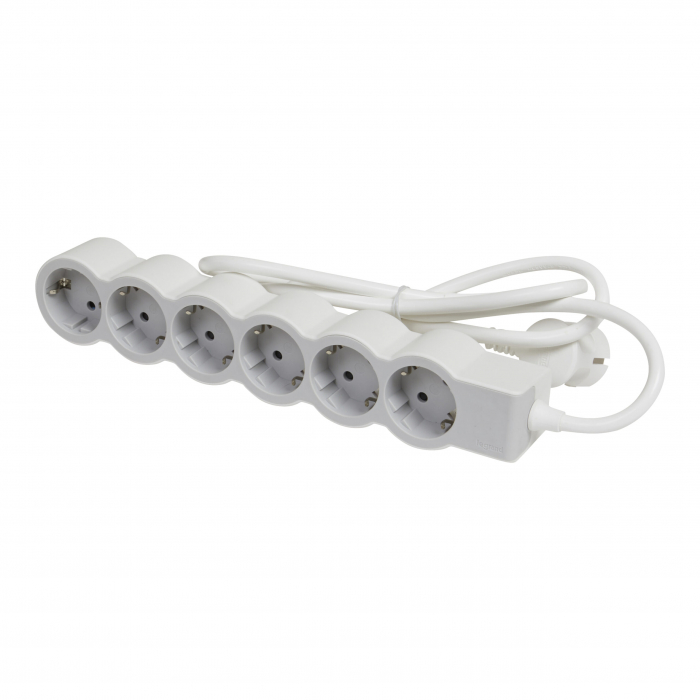 Bloc multipriza mobil 6x2P+T cablu 5m alb-gri Legrand 694572 [1]