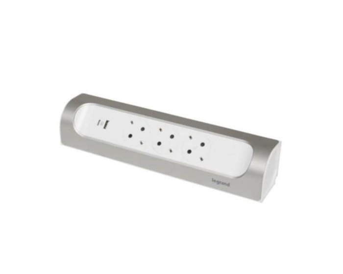 Bloc multipriza unghiular 3x2P+T si USB A+C aluminiu Legrand 694504 [3]