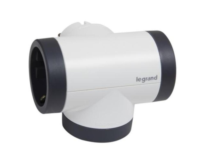 Bloc priza tripla iesire laterala rotativ 2P+T 16A alb-negru Legrand 694521 [1]