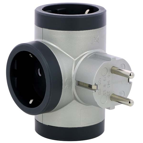 Bloc priza tripla iesire laterala standard 2P+T 16A aluminiu-gri inchis Legrand 694523 [1]