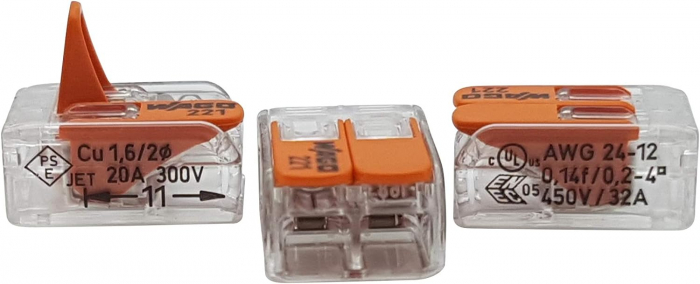 Clema conector pentru toate tipurile de conductori 2x max 4mm Wago 221-412 [2]