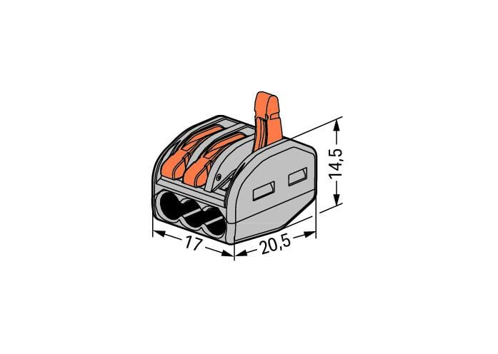 Clema conector pentru toate tipurile de conductori 3x max 4mm Wago 222-413 [3]
