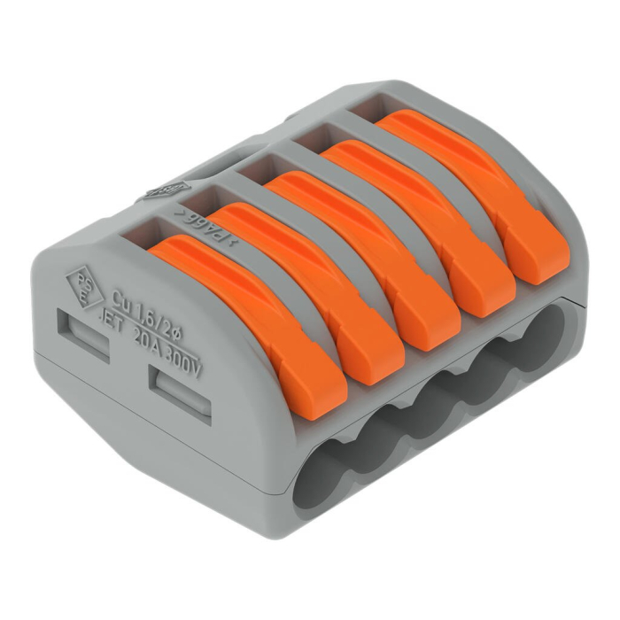 Clema conector pentru toate tipurile de conductori 5x max 4mm Wago 222-415 [1]