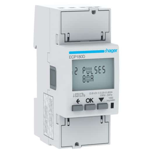 Contor monofazic digital direct 80A MID 2M Hager ECP180D [1]