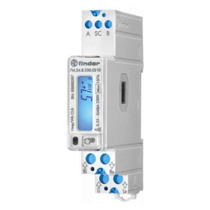 Contor monofazic interfata ModBus+IR digital 40A 1M Finder 7M2482300210 [1]
