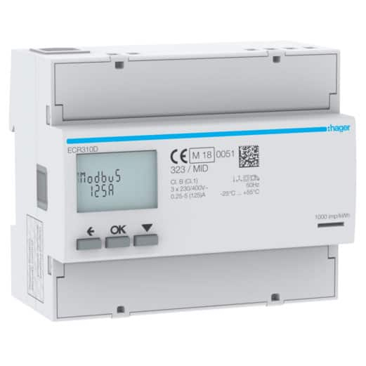 Contor trifazic digital direct 125A MODBUS MID 6M Hager ECR310D [1]