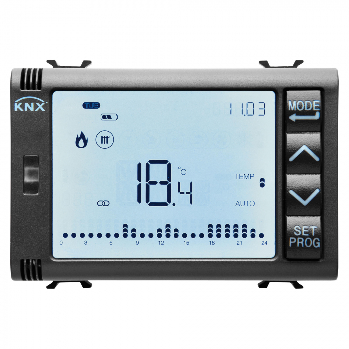 Cronotermostat + control umiditate 3M Easy Gewiss Chorus negru GW12794H [1]