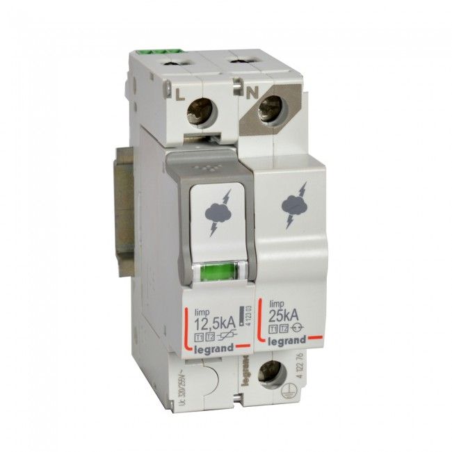Descarcator supratensiune SPD T1+T2 12,5kA 1P+N dreapta Legrand 412276 [1]