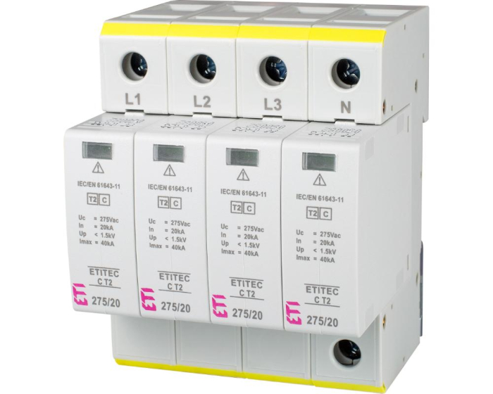 Descarcator T2 4P 275V 20kA 4+0 fara semnalizare Eti 002440395 [1]