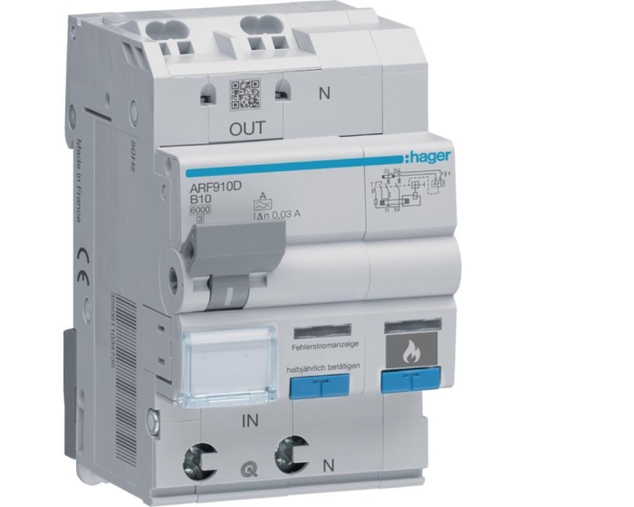 Diferential RCBO+AFDD 1P+N 10A B 30mA 6KA tip A Hager ARF910D [1]