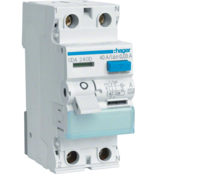 Diferenţial RCCB 40A 1P+N 30mA 6Ka tip A Hager CDA240D [1]