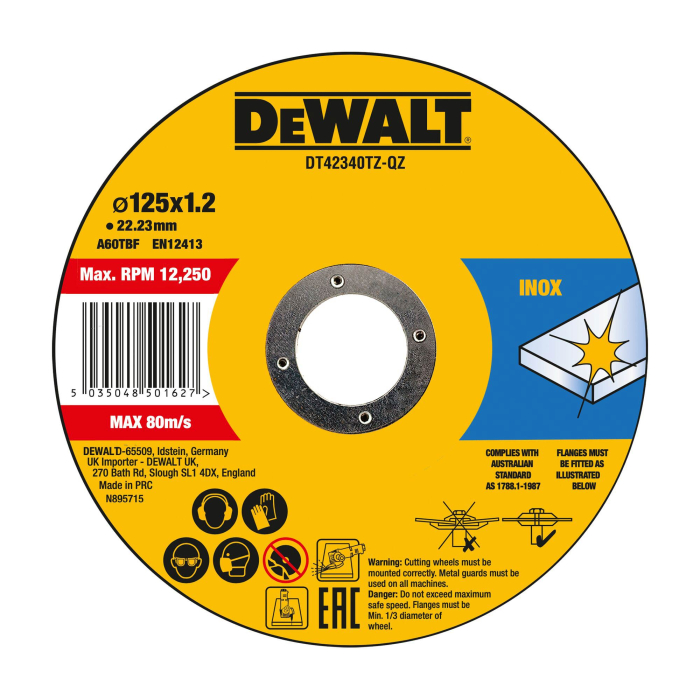 Disc pentru taiere inox 125x22.23x1.2mm DeWalt DT42340Z-QZ [1]
