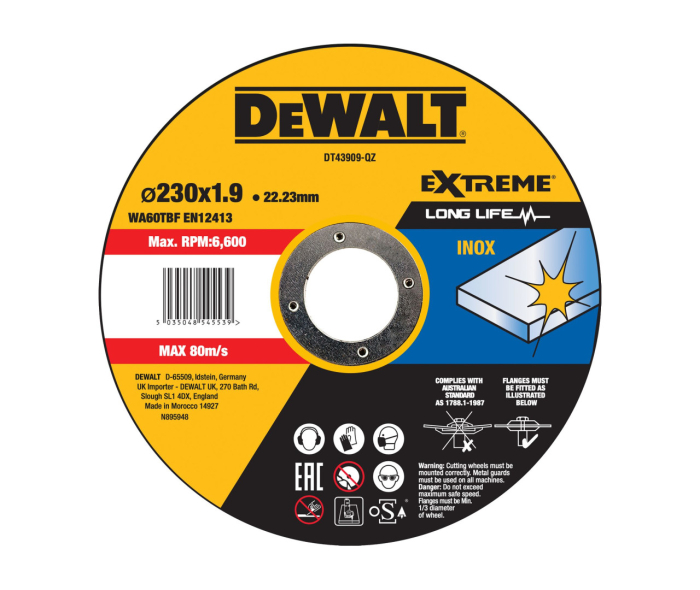 Disc pentru taiere inox 230x22.23x1.9mm DeWalt DT43909-QZ [1]