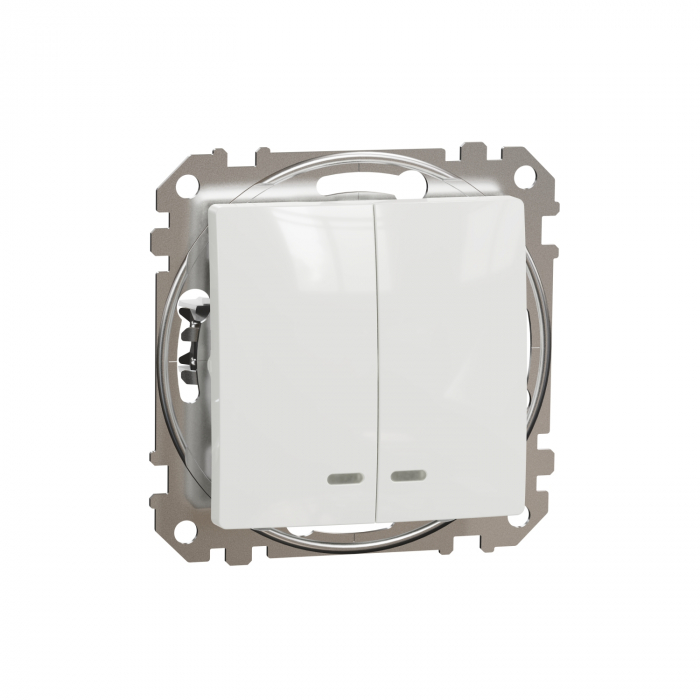 Intrerupator dublu cu led albastru Schneider Sedna alb SDD111105L [1]