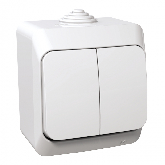Intrerupator dublu cu led PT IP44 Schneider Cedar alb WDE000551 [1]