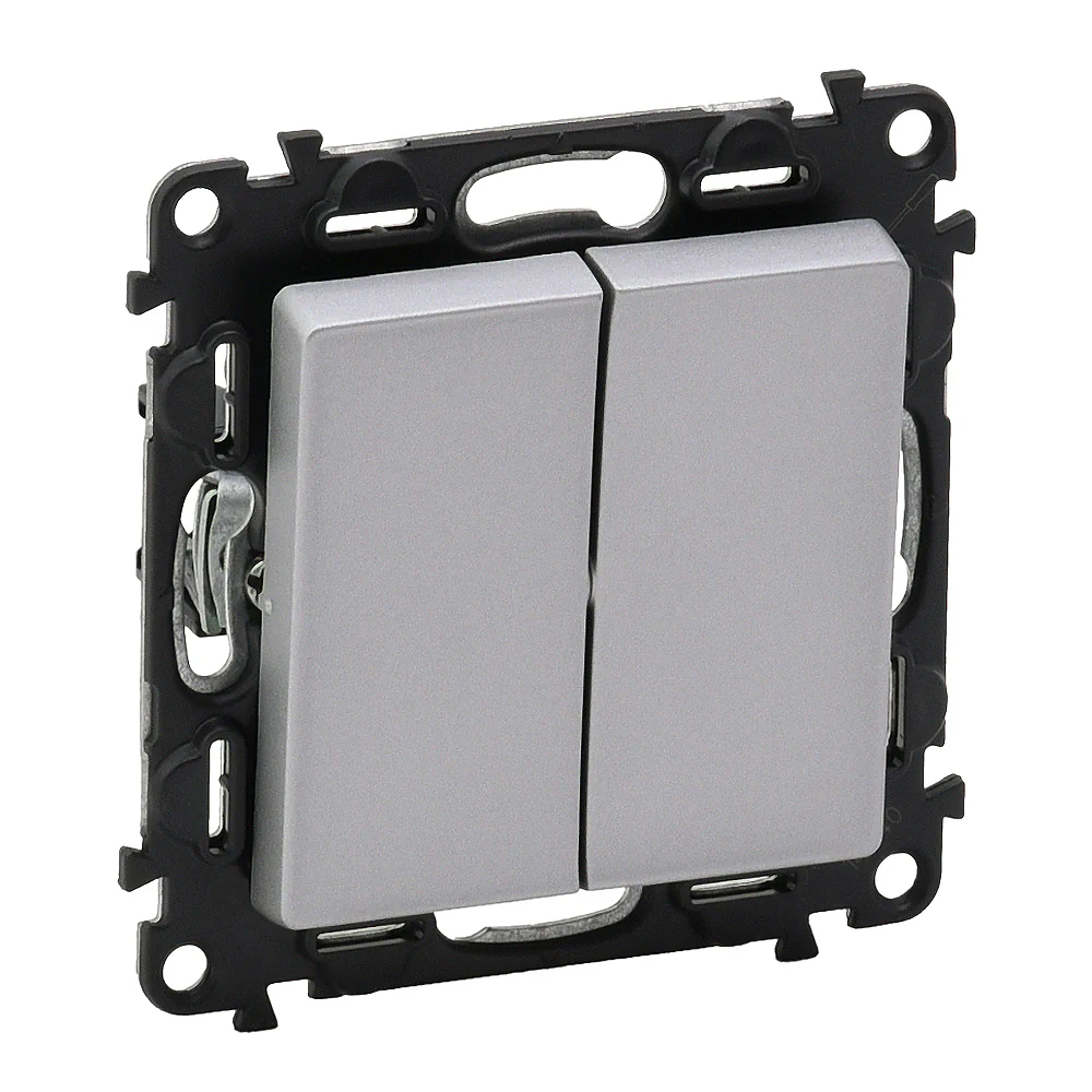 Intrerupator dublu Legrand Valena Life aluminiu 752305 [1]