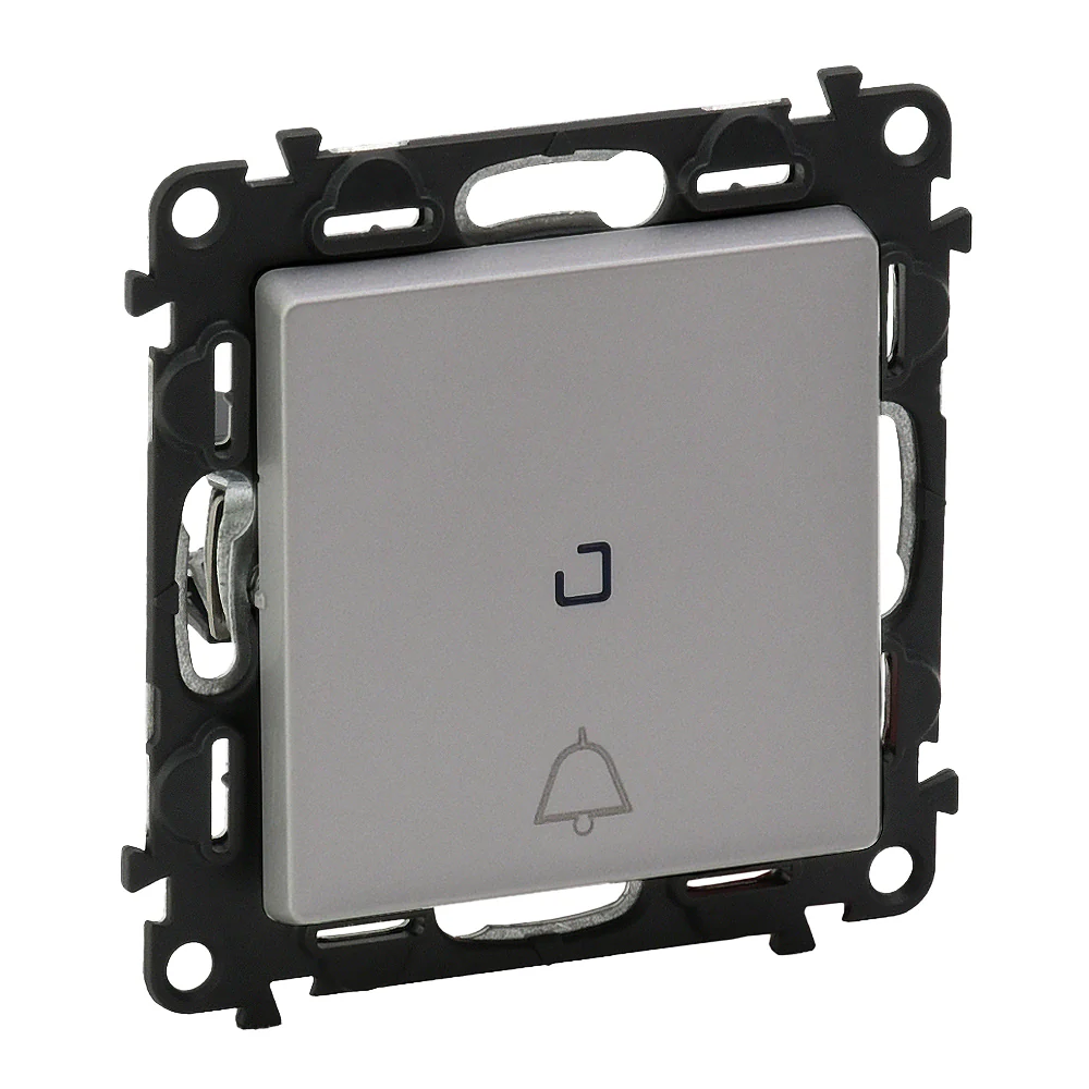 Intrerupator revenire cu led si simbol sonerie Valena Life aluminiu 752316 [1]