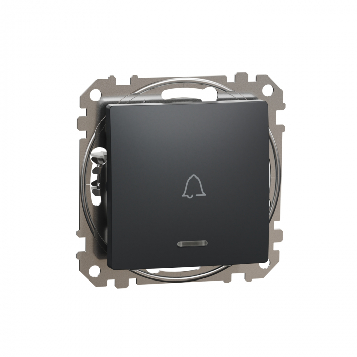 Intrerupator revenire simbol sonerie cu led albastru Schneider Sedna antracit SDD114131L [2]