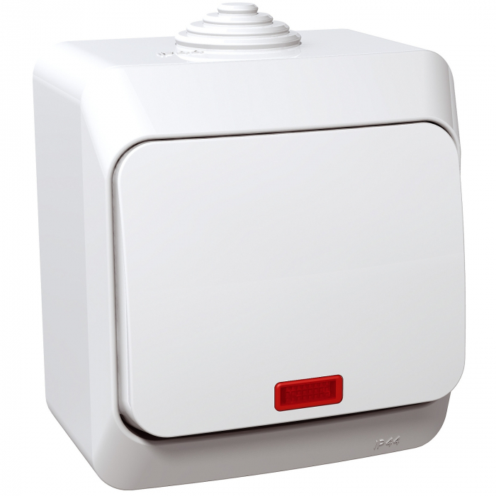 Intrerupator simplu cu led PT IP44 Schneider Cedar alb WDE000514 [1]