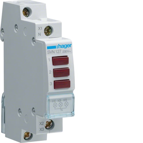 Lampa semnalizare 230V Hager 3Xrosu SVN127 [1]
