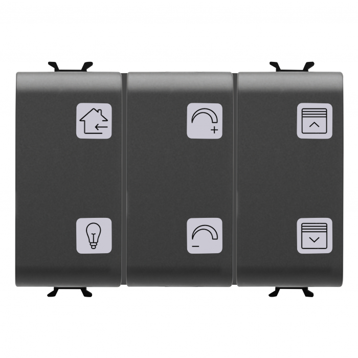 Panou cu simboluri 6 canale + 1 actuator jaluzele 3M Gewiss Chorus KNX negru GW12785A [1]