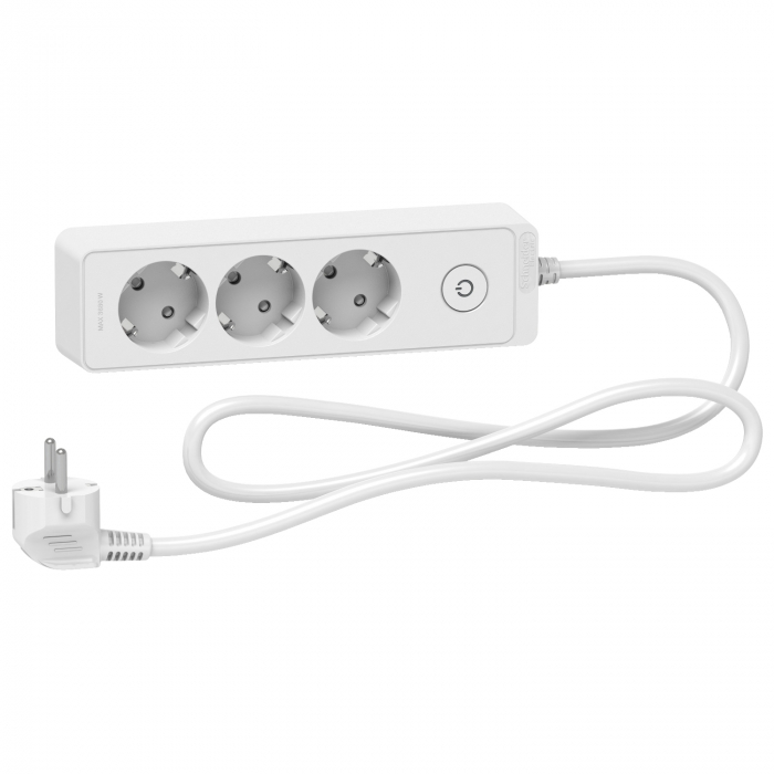 Prelungitor 3x2P+E +intrerupator cablu 1,5m alb Schneider ST9431W [1]