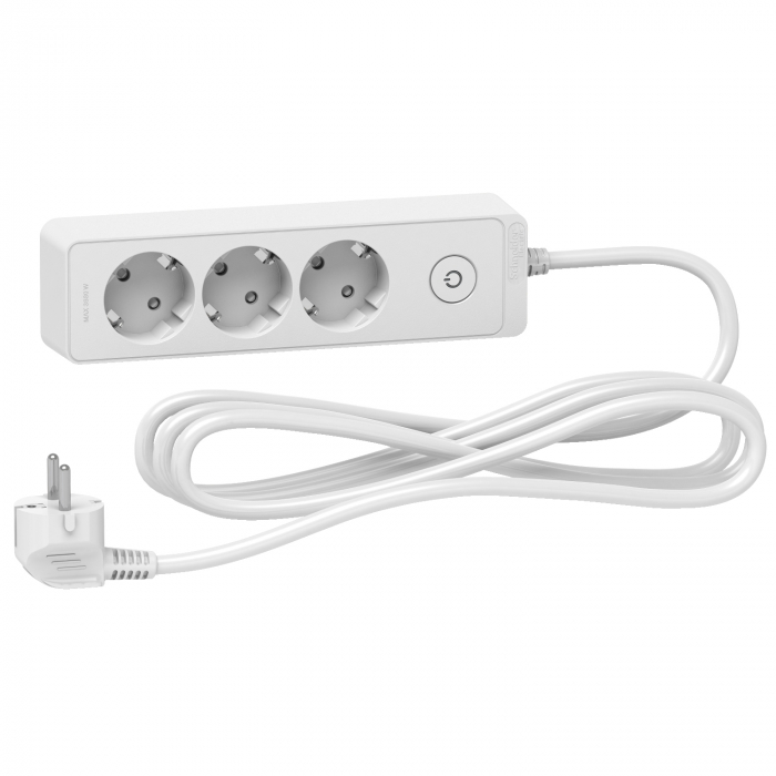 Prelungitor 3x2P+E +intrerupator cablu 3m alb Schneider ST9433W [1]