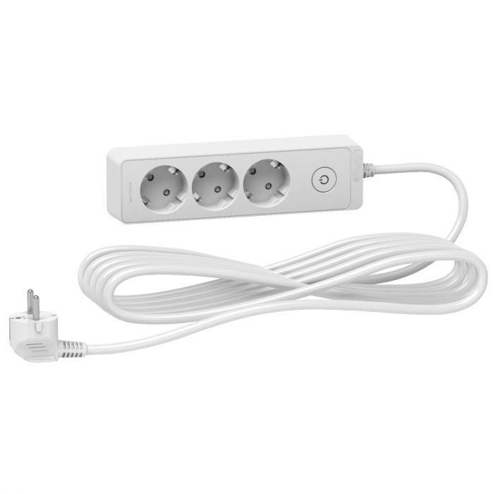 Prelungitor 3x2P+E +intrerupator cablu 5m alb Schneider ST9435W [1]