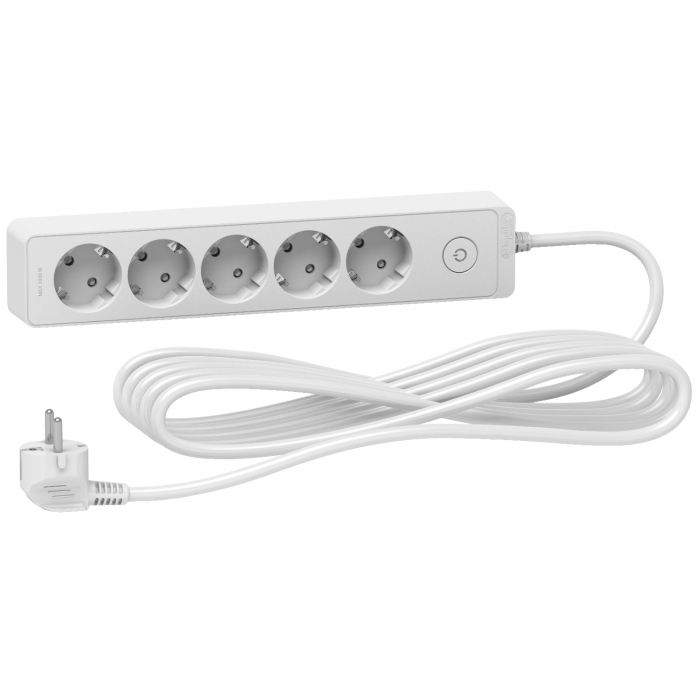 Prelungitor 5x2P+E +intrerupator cablu 5m alb Schneider ST9455W [1]
