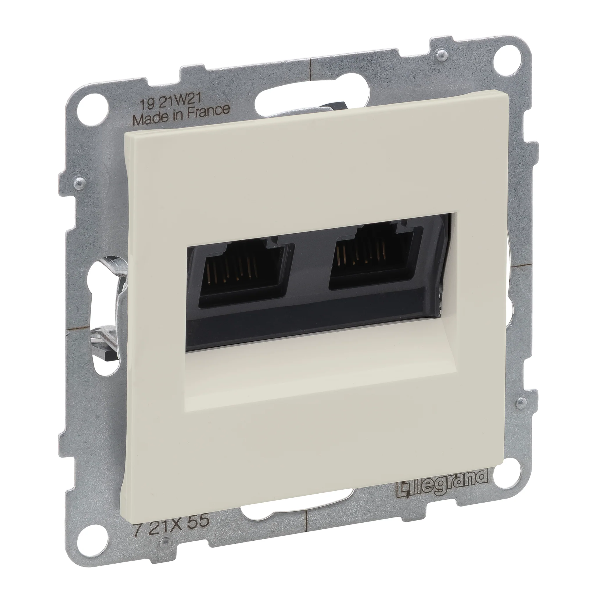 Priza dubla RJ45 STP CAT6A Legrand Suno ivoar 721255 [1]